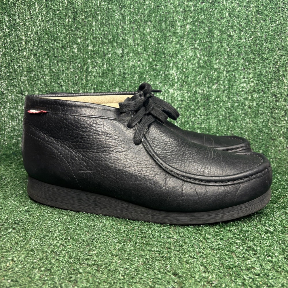 Clarks Wallabee Leather Lace Up Casual Moccasin Chukka Boot Black Mens Size 12‎